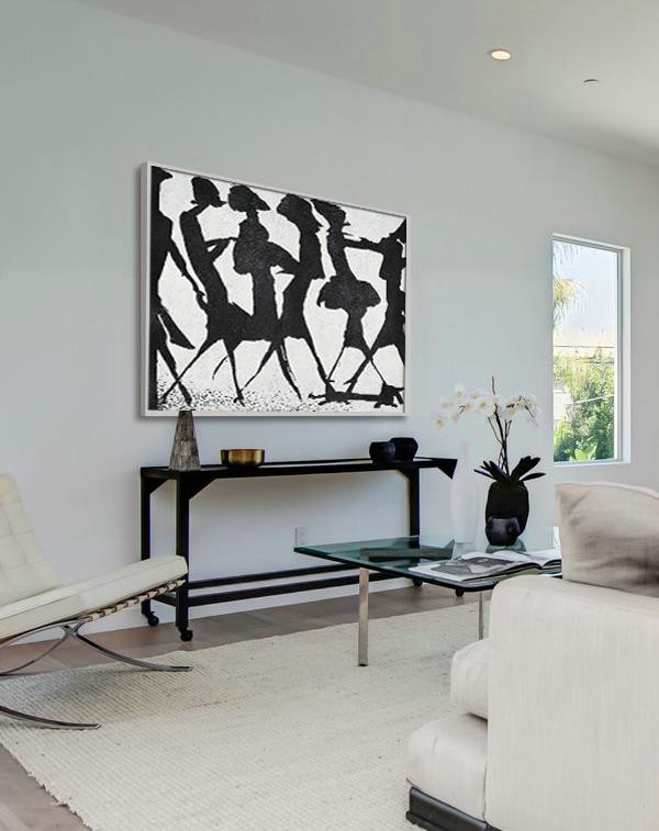 Handmade Large Contemporary Art,Hand-Painted Horizontal Minimal Figurative Art On Canvas,Abstract Paintings On Sale